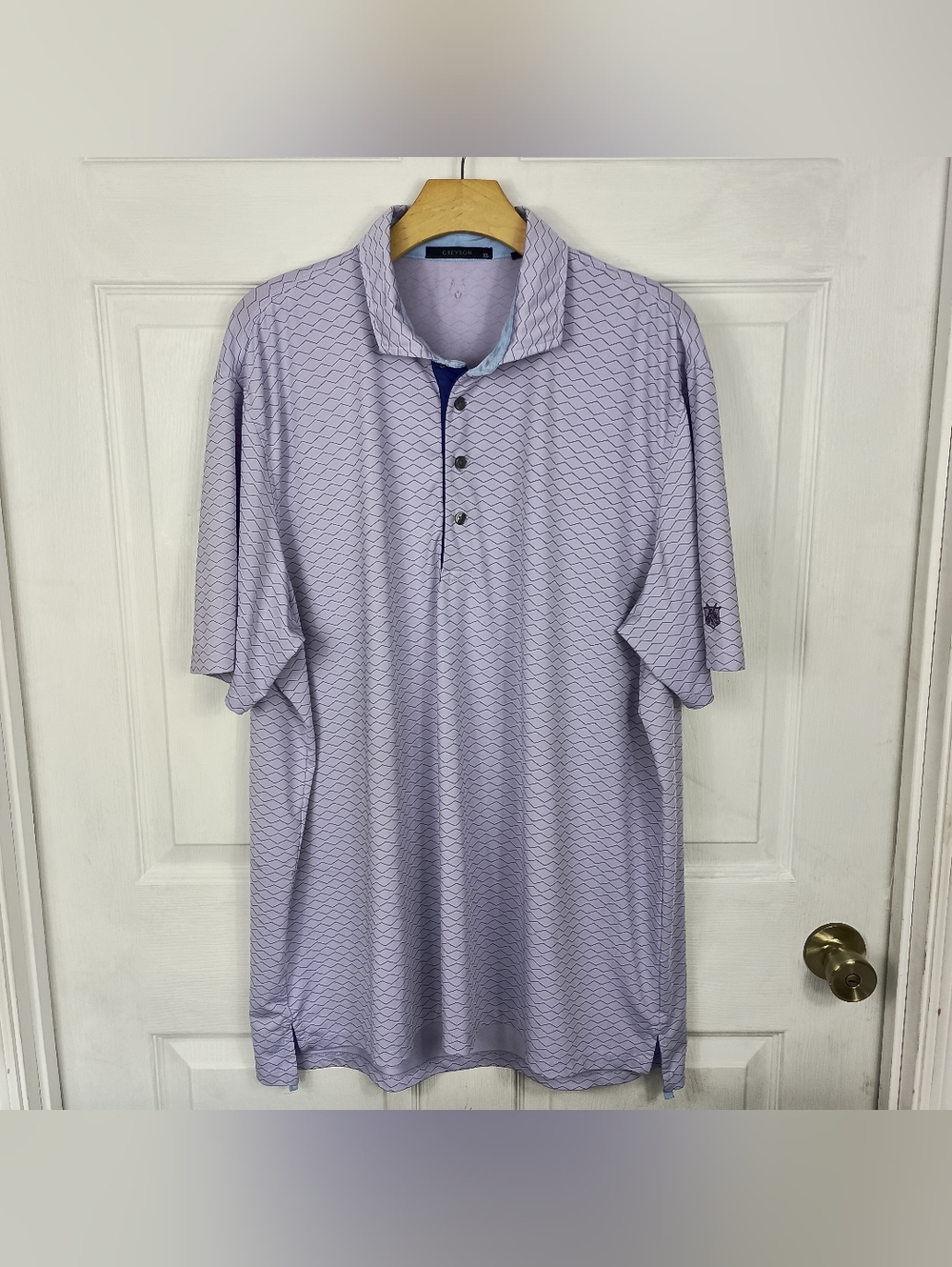 Greyson Golf Polo Shirt XL Mens Purple Zig Zag Saranac SS Lago Mar Country Club